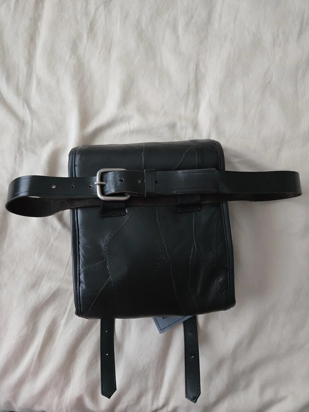 Black Diamond Plate Buffalo Leather Sissy Bar Bag